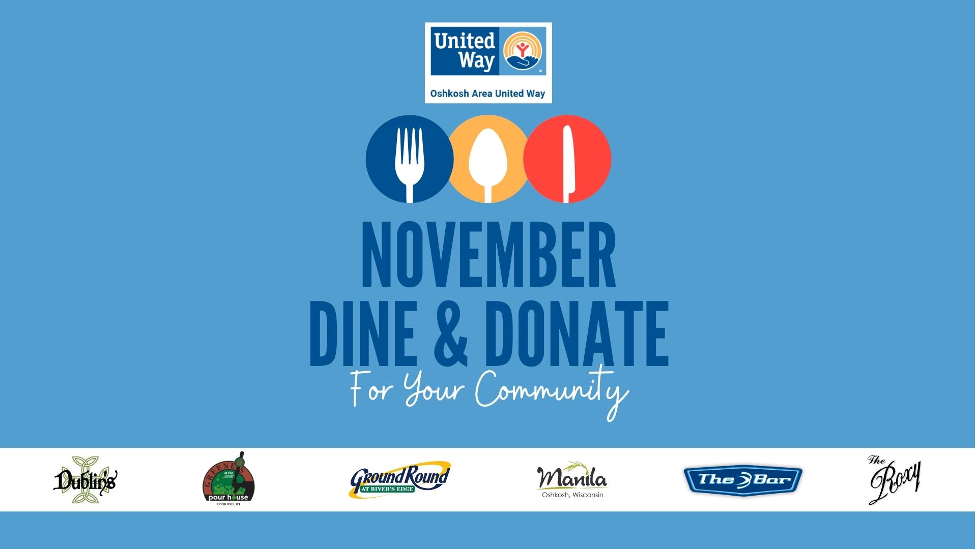 OSHKOSH AREA UNITED WAY NOVEMBER DINE & DONATE FOR THE COMMUNITY KICKS OFF